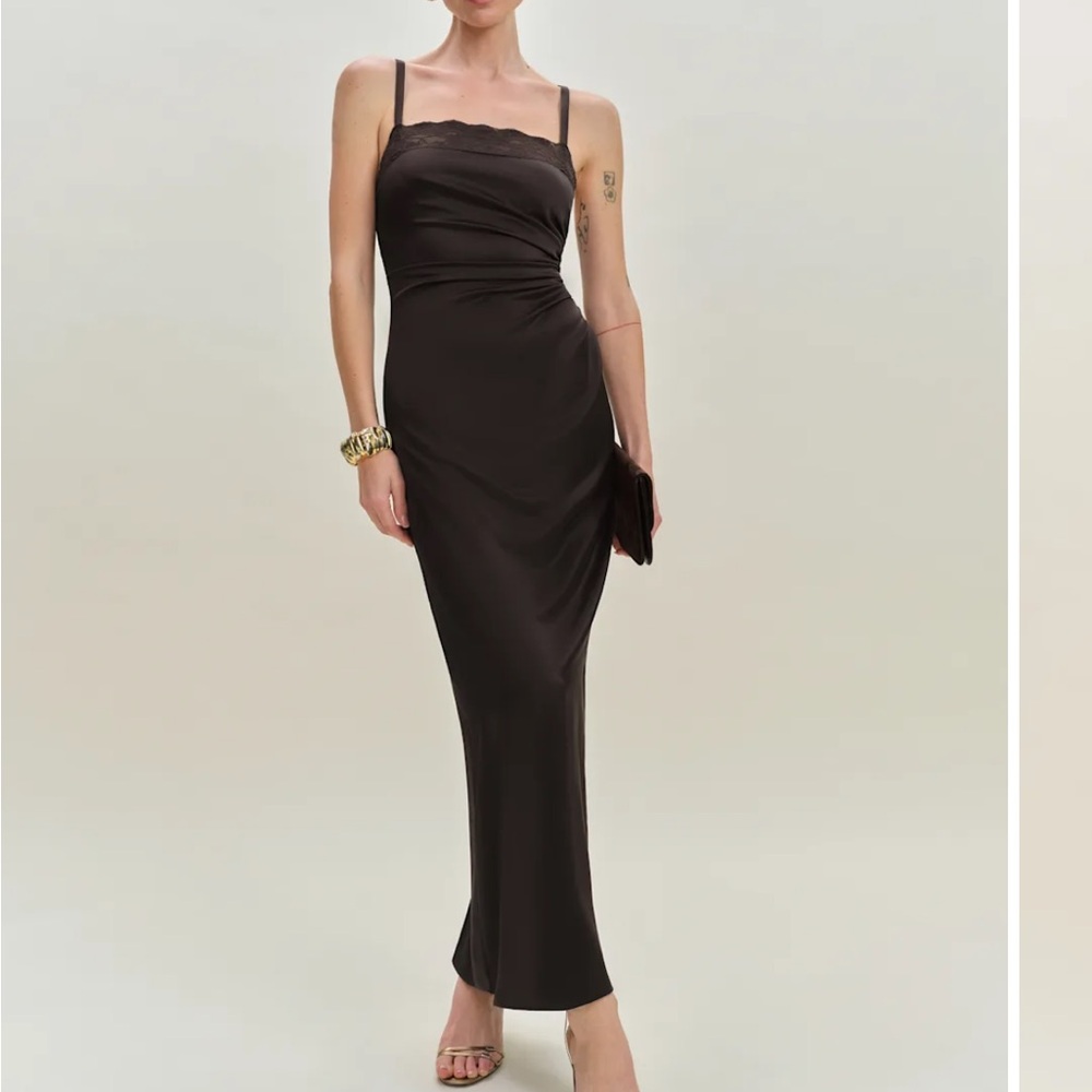 Reformation Vesper Satin Dress color Mole size 0